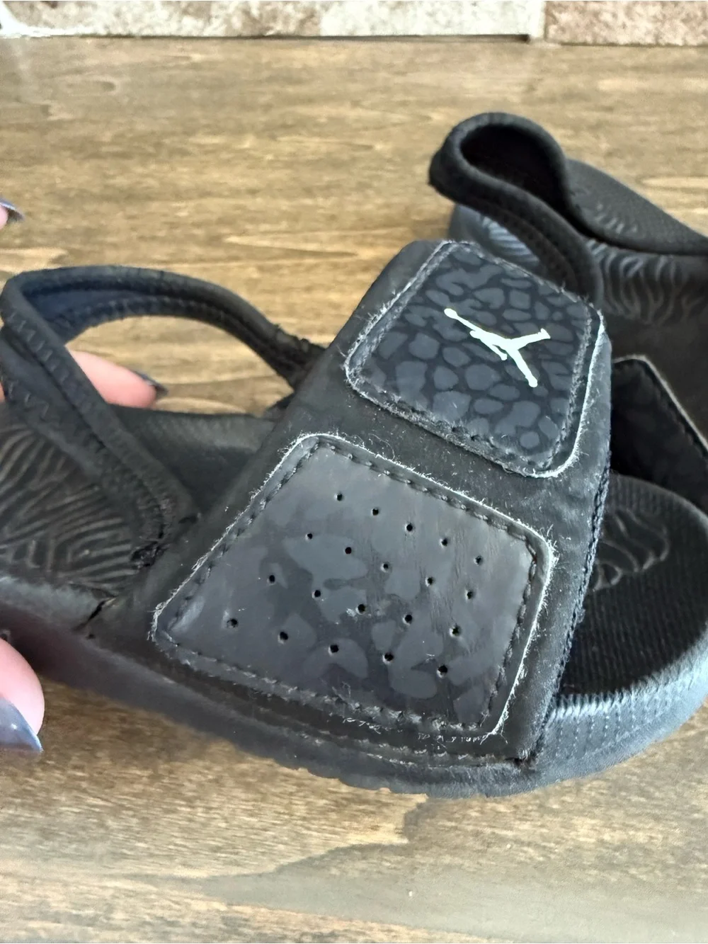 Jordan Hydro Slide Sandal Black Hook & Loop Unisex Kids US 10C